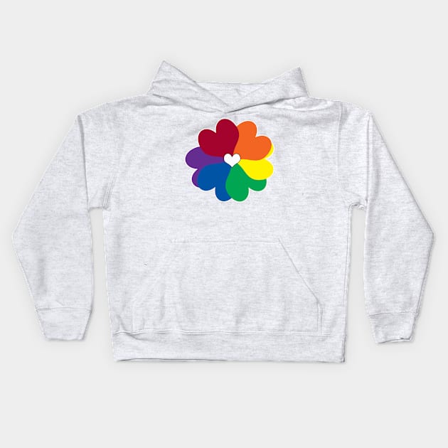 Rainbow Heart Flower Kids Hoodie by safetyheart